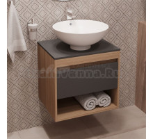 Тумба с раковиной Teymi Ritta 55 дуб эврика, матовый графит, раковина Lina kuppi D40