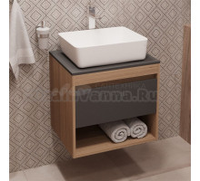 Тумба с раковиной Teymi Ritta 55 дуб эврика, матовый графит, раковина Helmi 50