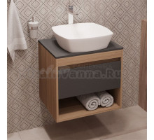 Тумба с раковиной Teymi Ritta 55 дуб эврика, матовый графит, раковина Kati 43