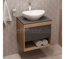 Тумба с раковиной Teymi Ritta 55 дуб эврика, матовый графит, раковина Lori 60