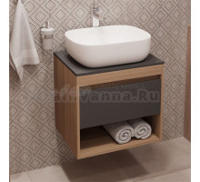 Тумба с раковиной Teymi Ritta 55 дуб эврика, матовый графит, раковина Solli 50