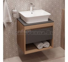 Тумба с раковиной Teymi Ritta 55 дуб эврика, матовый графит, раковина Aina 49