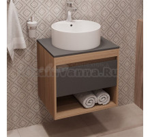 Тумба с раковиной Teymi Ritta 55 дуб эврика, матовый графит, раковина Lina S D40