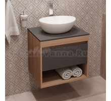 Тумба с раковиной Teymi Ritta 55 дуб эврика, матовый графит, раковина Lori 40