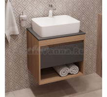 Тумба с раковиной Teymi Ritta 55 дуб эврика, матовый графит, раковина Helmi S 48