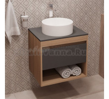 Тумба с раковиной Teymi Ritta 55 дуб эврика, матовый графит, раковина Lina D35