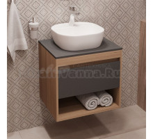 Тумба с раковиной Teymi Ritta 55 дуб эврика, матовый графит, раковина Solli 40