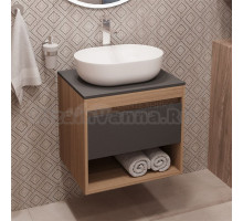 Тумба с раковиной Teymi Ritta 55 дуб эврика, матовый графит, раковина Solli 48