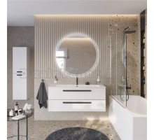 Мебель для ванной комнаты Cezares Eco Cer-N 120 bianco lucido, раковина Eco 120, ручки матовые черные