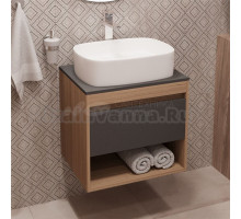 Тумба с раковиной Teymi Ritta 55 дуб эврика, матовый графит, раковина Solli 51