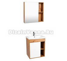 Мебель для ванной комнаты VIANT Бостон 50 подвесная, с дверцей, дуб вотан, матовая белая