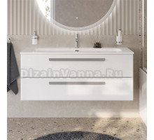 Тумба с раковиной Cezares Eco Cer-N 120 bianco lucido, раковина Eco 120, ручки серые