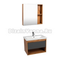 Мебель для ванной комнаты VIANT Бостон 50 подвесная, с ящиком, дуб вотан, графит