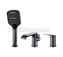 Смеситель на борт ванны Shevanik S4112T оружейная сталь