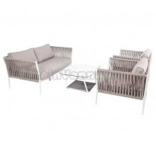 Комплект садовой мебели 4 в 1 4SiS Касабланка лаунж-зона плетеная из роупа 4-местная, цвет серо-коричневый