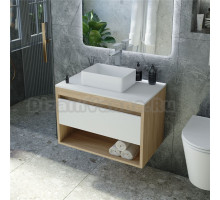 Тумба с раковиной Teymi Ritta 65 дуб эврика, матовая белая, раковина Helmi Mini 38