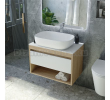 Тумба с раковиной Teymi Ritta 65 дуб эврика, матовая белая, раковина Solli 60