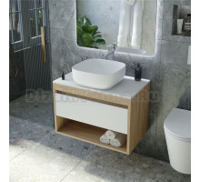 Тумба с раковиной Teymi Ritta 65 дуб эврика, матовая белая, раковина Solli 41