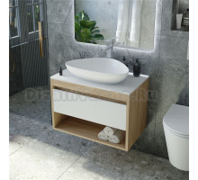 Тумба с раковиной Teymi Ritta 65 дуб эврика, матовая белая, раковина Ellie 60