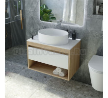 Тумба с раковиной Teymi Ritta 65 дуб эврика, матовая белая, раковина Lori 50