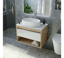 Тумба с раковиной Teymi Ritta 65 дуб эврика, матовая белая, раковина Iva 52