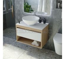 Тумба с раковиной Teymi Ritta 65 дуб эврика, матовая белая, раковина Lina kuppi D40