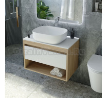 Тумба с раковиной Teymi Ritta 65 дуб эврика, матовая белая, раковина Solli 50