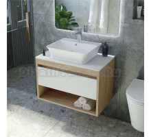 Тумба с раковиной Teymi Ritta 65 дуб эврика, матовая белая, раковина Aina 49