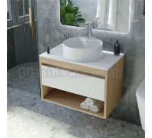 Тумба с раковиной Teymi Ritta 65 дуб эврика, матовая белая, раковина Lina S D40