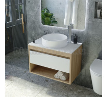 Тумба с раковиной Teymi Ritta 65 дуб эврика, матовая белая, раковина Lina D41