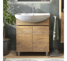 Тумба с раковиной Vigo Wing 70 напольная, 2 дверки, дуб золотой, раковина Балтика 70