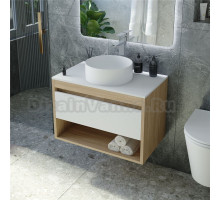 Тумба с раковиной Teymi Ritta 65 дуб эврика, матовая белая, раковина Lina D35