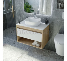 Тумба с раковиной Teymi Ritta 65 дуб эврика, матовая белая, раковина Solli 40