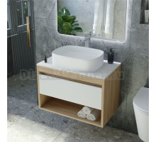 Тумба с раковиной Teymi Ritta 65 дуб эврика, матовая белая, раковина Solli 51