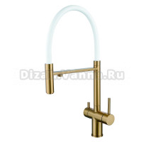 Смеситель для кухни Shevanik S178G золотой сатин, белый