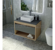 Тумба с раковиной Teymi Ritta 65 дуб эврика, матовый графит, раковина Helmi Mini 38