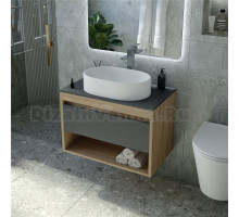 Тумба с раковиной Teymi Ritta 65 дуб эврика, матовый графит, раковина Iva 52