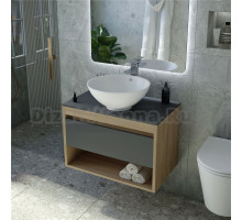 Тумба с раковиной Teymi Ritta 65 дуб эврика, матовый графит, раковина Lina kuppi D40