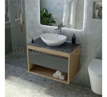 Тумба с раковиной Teymi Ritta 65 дуб эврика, матовый графит, раковина Lori 60