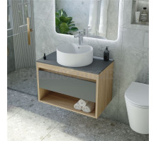 Тумба с раковиной Teymi Ritta 65 дуб эврика, матовый графит, раковина Lina S D40