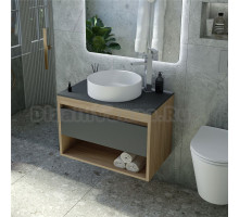 Тумба с раковиной Teymi Ritta 65 дуб эврика, матовый графит, раковина Lina D41