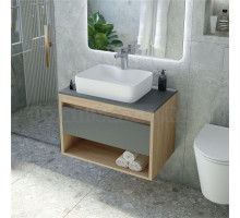 Тумба с раковиной Teymi Ritta 65 дуб эврика, матовый графит, раковина Helmi S 48