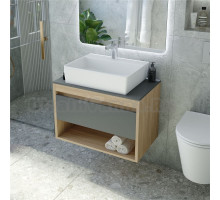 Тумба с раковиной Teymi Ritta 65 дуб эврика, матовый графит, раковина Aina 56