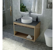 Тумба с раковиной Teymi Ritta 65 дуб эврика, матовый графит, раковина Lina D35