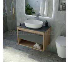 Тумба с раковиной Teymi Ritta 65 дуб эврика, матовый графит, раковина Solli 48