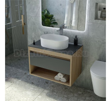 Тумба с раковиной Teymi Ritta 65 дуб эврика, матовый графит, раковина Iva 46