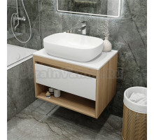 Тумба с раковиной Teymi Ritta 75 дуб эврика, матовая белая, раковина Solli 60