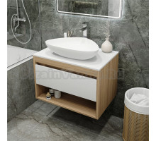 Тумба с раковиной Teymi Ritta 75 дуб эврика, матовая белая, раковина Ellie 60