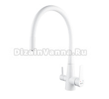 Смеситель для кухни Shevanik S668C с гибким изливом, белый