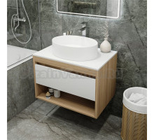 Тумба с раковиной Teymi Ritta 75 дуб эврика, матовая белая, раковина Lori 50